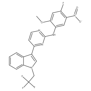 N-(4-fluoro-2-methoxy-5-nitrophenyl)-4-[1-(2,2,2-trifluoroethyl)indol-3-yl]pyrimidin-2-amine结构式