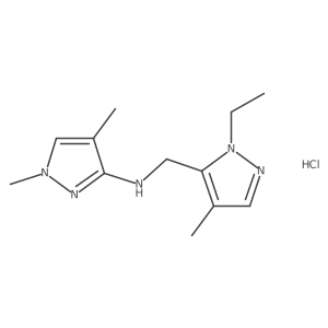 N-[(2-ethyl-4-methylpyrazol-3-yl)methyl]-1,4-dimethylpyrazol-3-amine;hydrochloride结构式