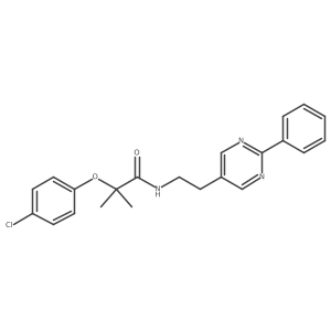 2-(4-chlorophenoxy)-2-methyl-N-(2-(2-phenylpyrimidin-5-yl)ethyl)propanamide结构式