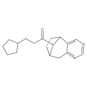 2-(cyclopentylthio)-1-((5R,8S)-6,7,8,9-tetrahydro-5H-5,8-epiminocyclohepta[d]pyrimidin-10-yl)ethanone Structure