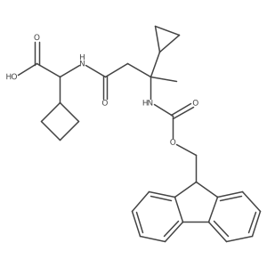 2-cyclobutyl-2-[3-cyclopropyl-3-({[(9H-fluoren-9-yl)methoxy]carbonyl}amino)butanamido]acetic acid结构式