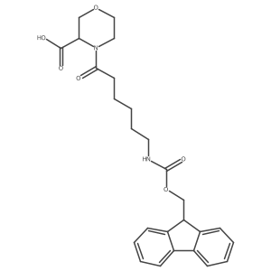 4-[6-({[(9H-fluoren-9-yl)methoxy]carbonyl}amino)hexanoyl]morpholine-3-carboxylic acid结构式