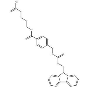 5-({4-[({[(9H-fluoren-9-yl)methoxy]carbonyl}amino)methyl]phenyl}formamido)pentanoic acid Structure