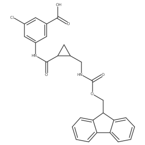 rac-3-chloro-5-[(1R,2S)-2-[({[(9H-fluoren-9-yl)methoxy]carbonyl}amino)methyl]cyclopropaneamido]benzoic acid结构式