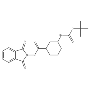 1,3-dioxo-2,3-dihydro-1H-isoindol-2-yl (1R,3S)-3-{[(tert-butoxy)carbonyl]amino}cyclohexane-1-carboxylate结构式