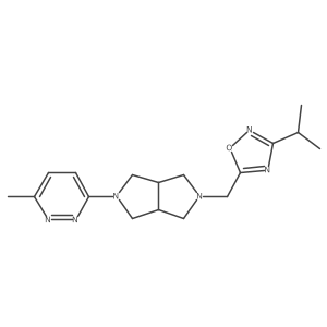 3-Methyl-6-(5-{[3-(propan-2-yl)-1,2,4-oxadiazol-5-yl]methyl}-octahydropyrrolo[3,4-c]pyrrol-2-yl)pyridazine结构式