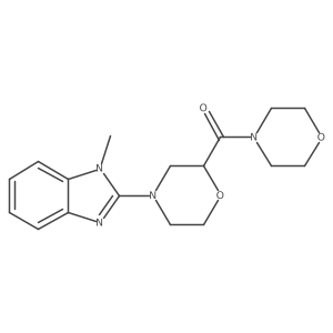 1-methyl-2-[2-(morpholine-4-carbonyl)morpholin-4-yl]-1H-1,3-benzodiazole结构式