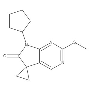 7'-Cyclopentyl-2'-(methylthio)spiro[cyclopropane-1,5'-[5H]pyrrolo[2,3-d]pyrimidin]-6'(7'H)-one结构式
