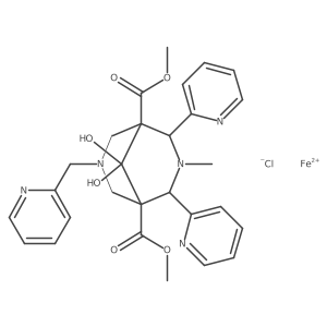 Iron(1+), chloro[rel-dimethyl (1R,2S,4R,5S)-9,9-dihydroxy-3-methyl-2,4-di(2-pyridinyl-kappaN)-7-[(2-pyridinyl-kappaN)methyl]-3,7-diazabicyclo[3.3.1]nonane-1,5-dicarboxylate-kappaN3,kappaN7]-, (OC-6-52)-结构式