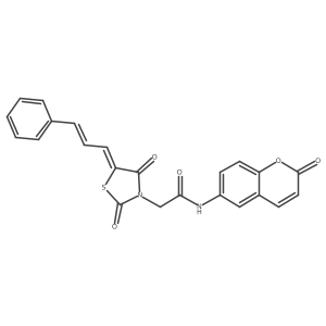 2-{(5Z)-2,4-dioxo-5-[(2E)-3-phenylprop-2-en-1-ylidene]-1,3-thiazolidin-3-yl}-N-(2-oxo-2H-chromen-6-yl)acetamide Structure