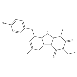 1-[(4-chlorophenyl)methyl]-7-ethyl-3,9-dimethyl-5a,9a,10,10a-tetrahydro-4H-purino[8,7-c][1,2,4]triazine-6,8-dione Structure