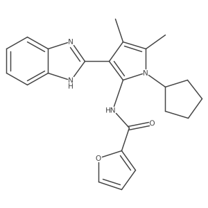 N-[3-(1H-benzimidazol-2-yl)-1-cyclopentyl-4,5-dimethyl-1H-pyrrol-2-yl]furan-2-carboxamide结构式