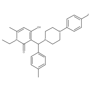 1-ethyl-3-((4-(4-fluorophenyl)piperazin-1-yl)(p-tolyl)methyl)-4-hydroxy-6-methylpyridin-2(1H)-one Structure