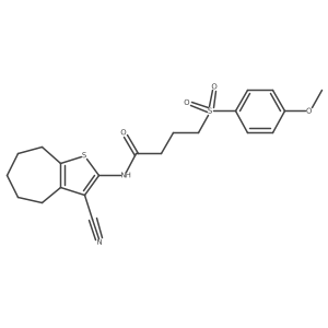 N-(3-cyano-5,6,7,8-tetrahydro-4H-cyclohepta[b]thiophen-2-yl)-4-((4-methoxyphenyl)sulfonyl)butanamide结构式