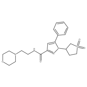 1-(1,1-dioxothiolan-3-yl)-N-(2-morpholinoethyl)-5-phenyl-pyrazole-3-carboxamide结构式
