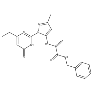 N1-benzyl-N2-(1-(4-ethyl-6-oxo-1,6-dihydropyrimidin-2-yl)-3-methyl-1H-pyrazol-5-yl)oxalamide结构式