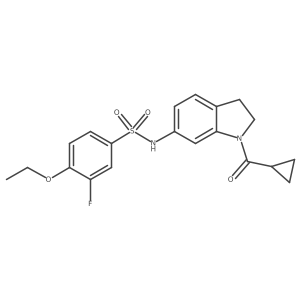 N-(1-cyclopropanecarbonyl-2,3-dihydro-1H-indol-6-yl)-4-ethoxy-3-fluorobenzene-1-sulfonamide结构式
