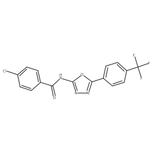 4-chloro-N-(5-(4-(trifluoromethyl)phenyl)-1,3,4-oxadiazol-2-yl)benzamide结构式