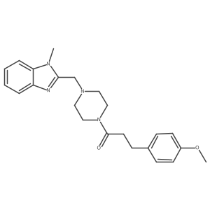 3-(4-methoxyphenyl)-1-(4-((1-methyl-1H-benzo[d]imidazol-2-yl)methyl)piperazin-1-yl)propan-1-one结构式