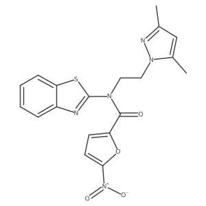 N-(benzo[d]thiazol-2-yl)-N-(2-(3,5-dimethyl-1H-pyrazol-1-yl)ethyl)-5-nitrofuran-2-carboxamide结构式