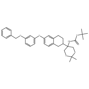 tert-Butyl 5-(6-(3-(benzyloxy)phenylthio)-1,2,3,4-tetrahydronaphthalen-2-yl)-2,2-dimethyl-1,3-dioxan-5-ylcarbamate Structure