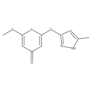 2-(3-Methyl-1H-pyrazol-5-ylthio)-6-methylthio-4H-thiopyran-4-one结构式