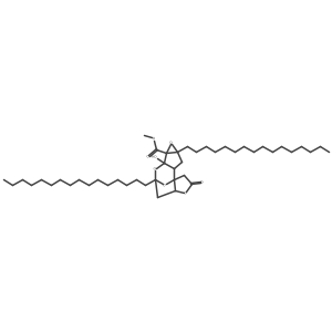 methyl (1S,2S,4S,6S,7S,9R,11S)-4,9-dihexadecyl-7-hydroxy-13-oxo-5,8,12,15-tetraoxapentacyclo[7.5.1.01,11.02,7.04,6]pentadecane-6-carboxylate结构式