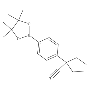 2-Ethyl-2-(4-(4,4,5,5-tetramethyl-1,3,2-dioxaborolan-2-yl)phenyl)butanenitrile结构式