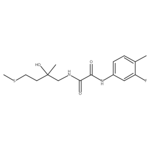 N1-(3-fluoro-4-methylphenyl)-N2-(2-hydroxy-2-methyl-4-(methylthio)butyl)oxalamide结构式