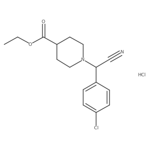 Ethyl 1-[(4-chlorophenyl)-cyano-methyl]piperidine-4-carboxylate hydrochloride结构式