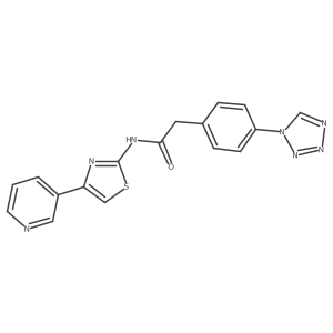 2-(4-(1H-tetrazol-1-yl)phenyl)-N-(4-(pyridin-3-yl)thiazol-2-yl)acetamide结构式