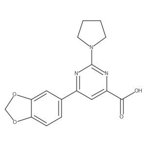 4-Pyrimidinecarboxylic acid,6-(1,3-benzodioxol-5-yl)-2-(1-pyrrolidinyl)-结构式