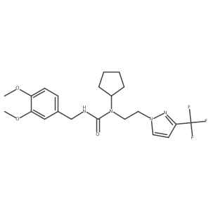 1-cyclopentyl-3-(3,4-dimethoxybenzyl)-1-(2-(3-(trifluoromethyl)-1H-pyrazol-1-yl)ethyl)urea Structure
