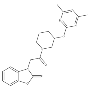 3-(2-(3-((4,6-dimethylpyrimidin-2-yl)oxy)piperidin-1-yl)-2-oxoethyl)benzo[d]oxazol-2(3H)-one结构式