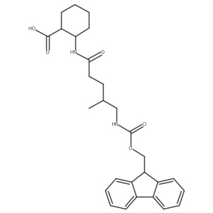2-[5-({[(9H-fluoren-9-yl)methoxy]carbonyl}amino)-4-methylpentanamido]cyclohexane-1-carboxylic acid Structure