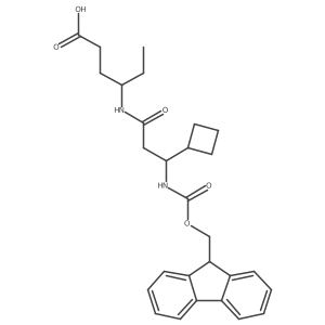 4-[3-cyclobutyl-3-({[(9H-fluoren-9-yl)methoxy]carbonyl}amino)propanamido]hexanoic acid Structure