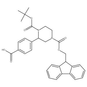 1,4-Piperazinedicarboxylic acid, 2-(4-carboxyphenyl)-, 1-(1,1-dimethylethyl) 4-(9H-fluoren-9-ylmethyl) ester Structure