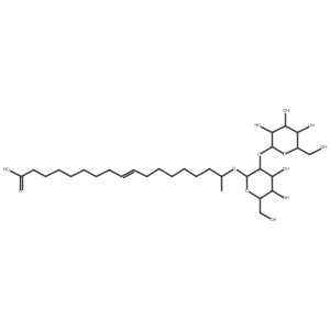 (9Z,17S)-17-[(2-O-I(2)-D-Glucopyranosyl-I(2)-D-glucopyranosyl)oxy]-9-octadecenoic acid结构式