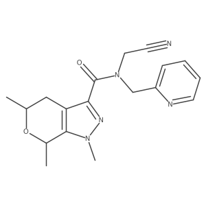 rac-(5R,7S)-N-(cyanomethyl)-1,5,7-trimethyl-N-[(pyridin-2-yl)methyl]-1H,4H,5H,7H-pyrano[3,4-c]pyrazole-3-carboxamide结构式