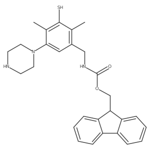 (9H-fluoren-9-yl)methyl N-{[2,4-dimethyl-5-(piperazin-1-yl)-3-sulfanylphenyl]methyl}carbamate结构式