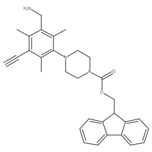 (9H-fluoren-9-yl)methyl 4-[3-(aminomethyl)-5-ethynyl-2,4,6-trimethylphenyl]piperazine-1-carboxylate Structure