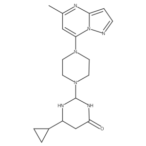 6-Cyclopropyl-2-[4-(5-methylpyrazolo[1,5-a]pyrimidin-7-yl)piperazin-1-yl]-1,3-diazinan-4-one结构式