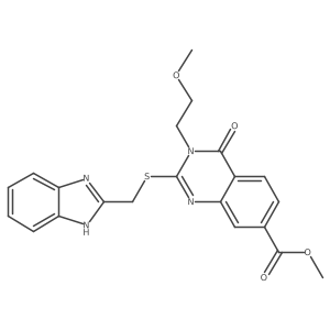 methyl 2-(((1H-benzo[d]imidazol-2-yl)methyl)thio)-3-(2-methoxyethyl)-4-oxo-3,4-dihydroquinazoline-7-carboxylate结构式