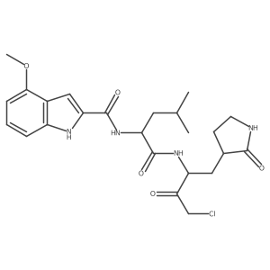 1H-Indole-2-carboxamide, N-[(1S)-1-[[[(1S)-3-chloro-2-oxo-1-[[(3S)-2-oxo-3-pyrrolidinyl]methyl]propyl]amino]carbonyl]-3-methylbutyl]-4-methoxy-(9CI) Structure
