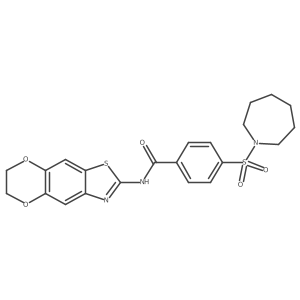 4-(azepan-1-ylsulfonyl)-N-(6,7-dihydro-[1,4]dioxino[2',3':4,5]benzo[1,2-d]thiazol-2-yl)benzamide Structure
