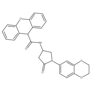 N-(1-(2,3-dihydrobenzo[b][1,4]dioxin-6-yl)-5-oxopyrrolidin-3-yl)-9H-xanthene-9-carboxamide结构式