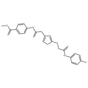 Methyl 4-(2-(2-((2-((4-fluorophenyl)amino)-2-oxoethyl)thio)thiazol-4-yl)acetamido)benzoate结构式