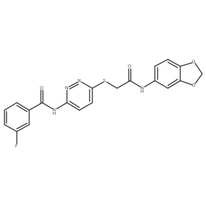 N-(6-((2-(benzo[d][1,3]dioxol-5-ylamino)-2-oxoethyl)thio)pyridazin-3-yl)-3-fluorobenzamide结构式