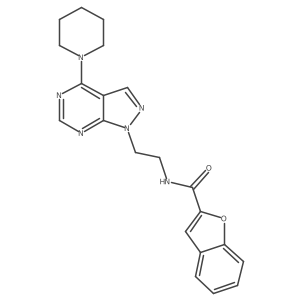 N-(2-(4-(piperidin-1-yl)-1H-pyrazolo[3,4-d]pyrimidin-1-yl)ethyl)benzofuran-2-carboxamide结构式