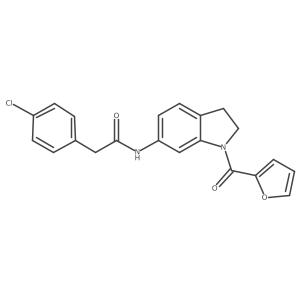 2-(4-chlorophenyl)-N-(1-(furan-2-carbonyl)indolin-6-yl)acetamide结构式